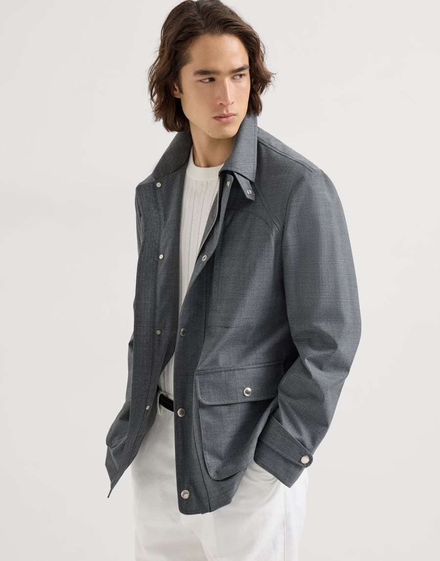 Bonded fresco field jacket Grey Man - Brunello Cucinelli