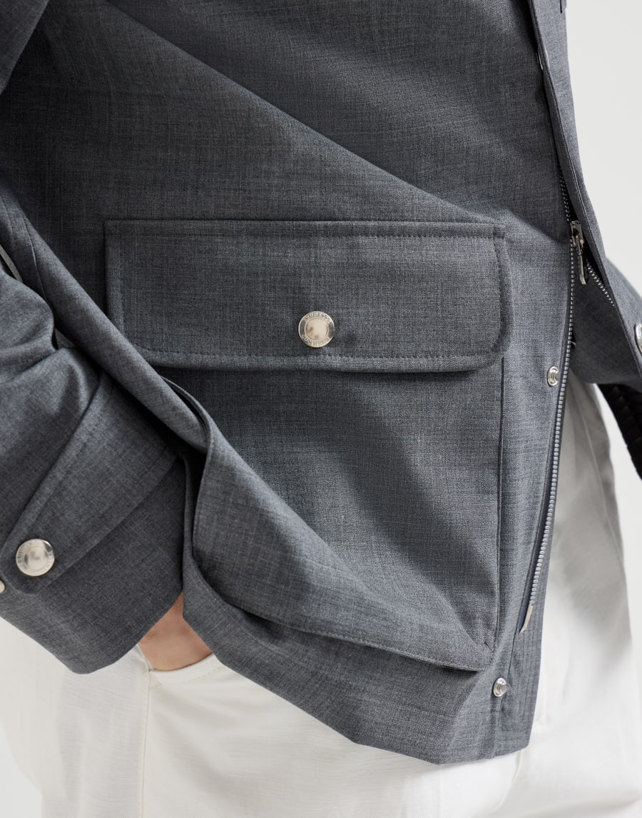 Bonded fresco field jacket Grey Man - Brunello Cucinelli