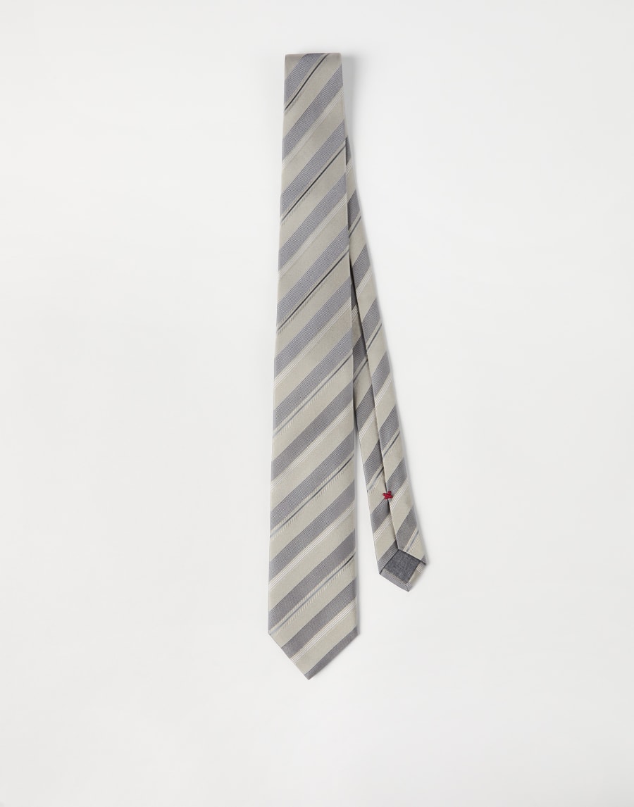 Striped silk necktie Khaki Man - Brunello Cucinelli