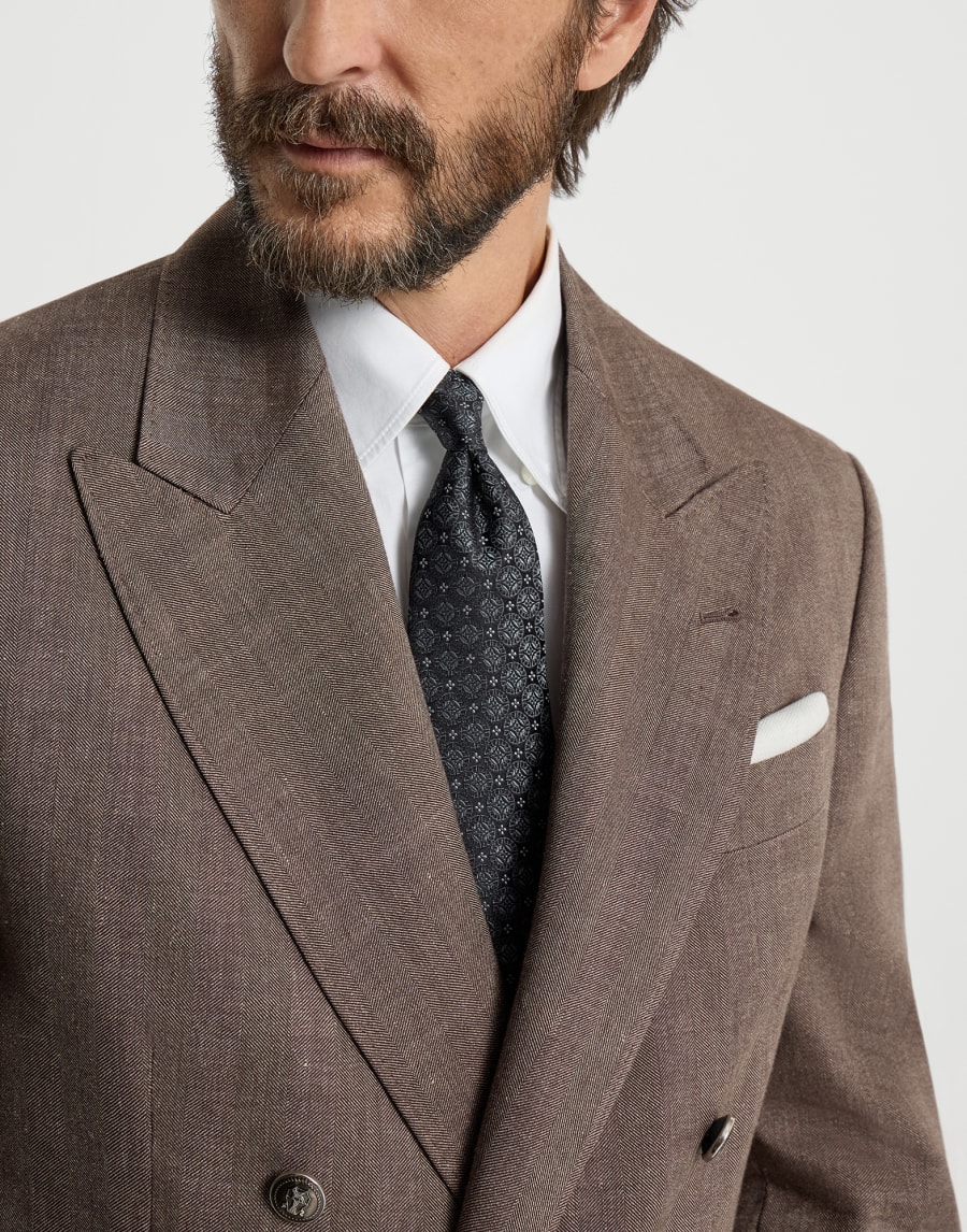 Silk tie with pattern Anthracite Man - Brunello Cucinelli