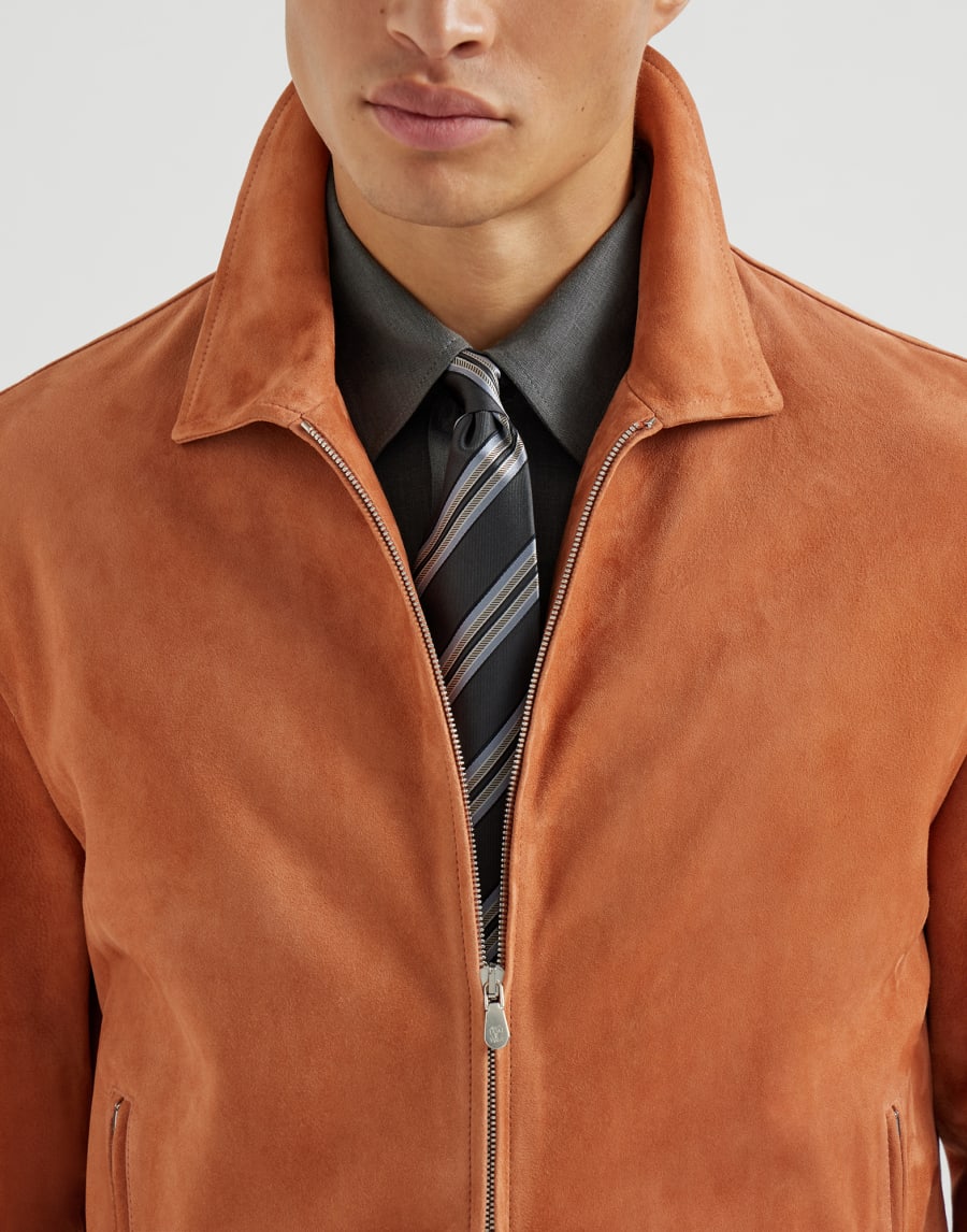 Silk textured stripe tie Anthracite Man - Brunello Cucinelli