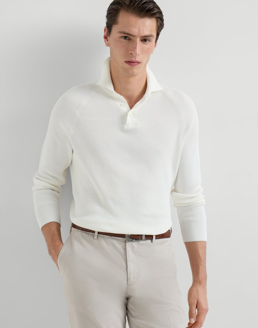 Rib knit polo Panama Man - Brunello Cucinelli