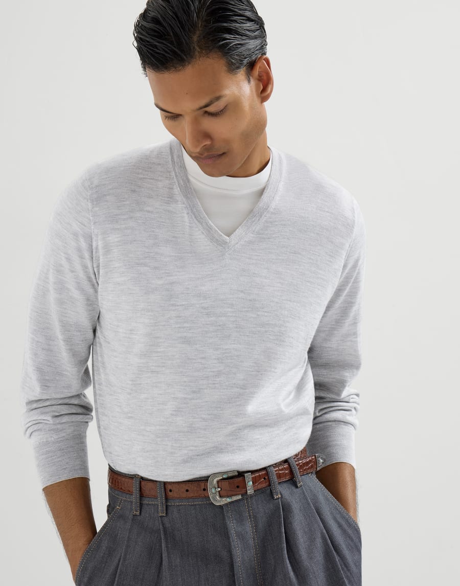 Cashmere and silk lightweight sweater Pebble Man - Brunello Cucinelli