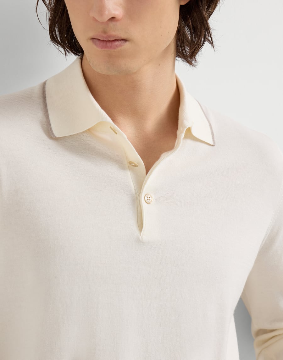Cotton and cashmere knit polo Panama Man - Brunello Cucinelli