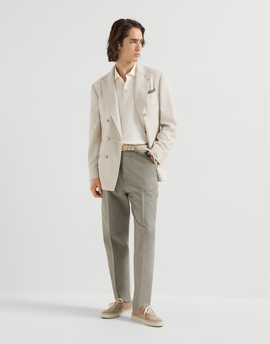 Cotton and cashmere knit polo Panama Man - Brunello Cucinelli