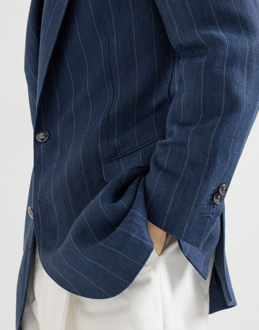Blazer en tela de espiga con rayas Azul Hombre - Brunello Cucinelli