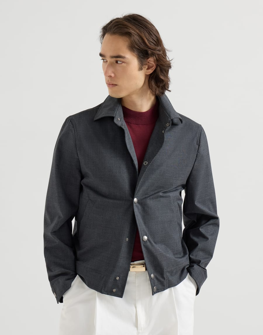 Virgin wool fresco outerwear jacket Dark Grey Man - Brunello Cucinelli