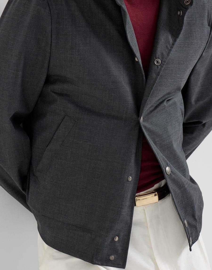 Virgin wool fresco outerwear jacket Dark Grey Man - Brunello Cucinelli