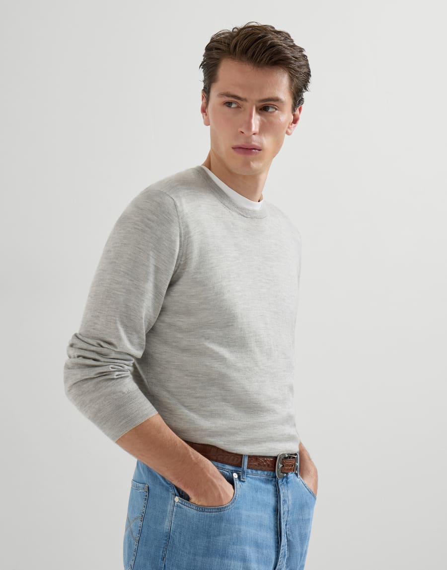 Cashmere and silk lightweight sweater Pebble Man - Brunello Cucinelli
