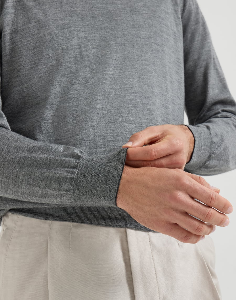 Cashmere and silk lightweight sweater Dark Grey Man - Brunello Cucinelli