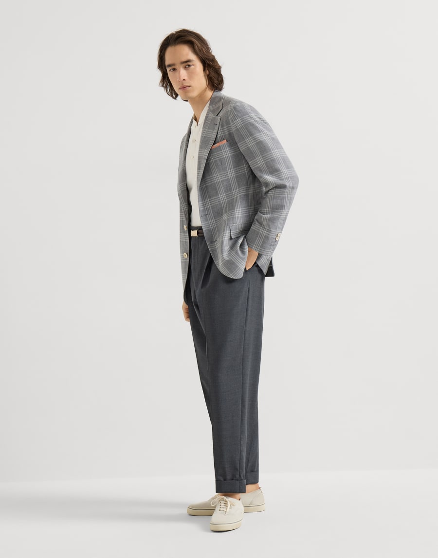 Tartan deconstructed blazer Light Grey Man - Brunello Cucinelli