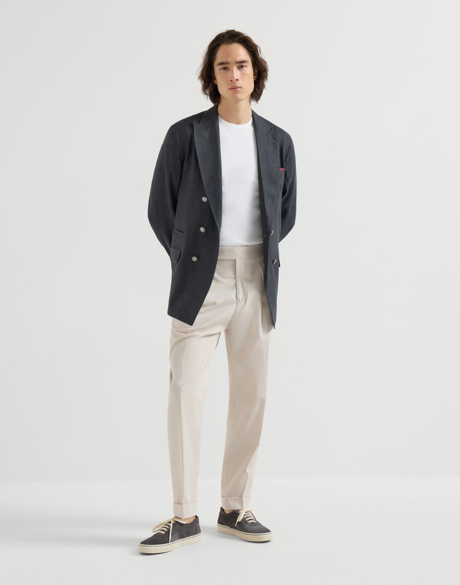 Reversed calfskin sneakers Lignite Grey Man - Brunello Cucinelli