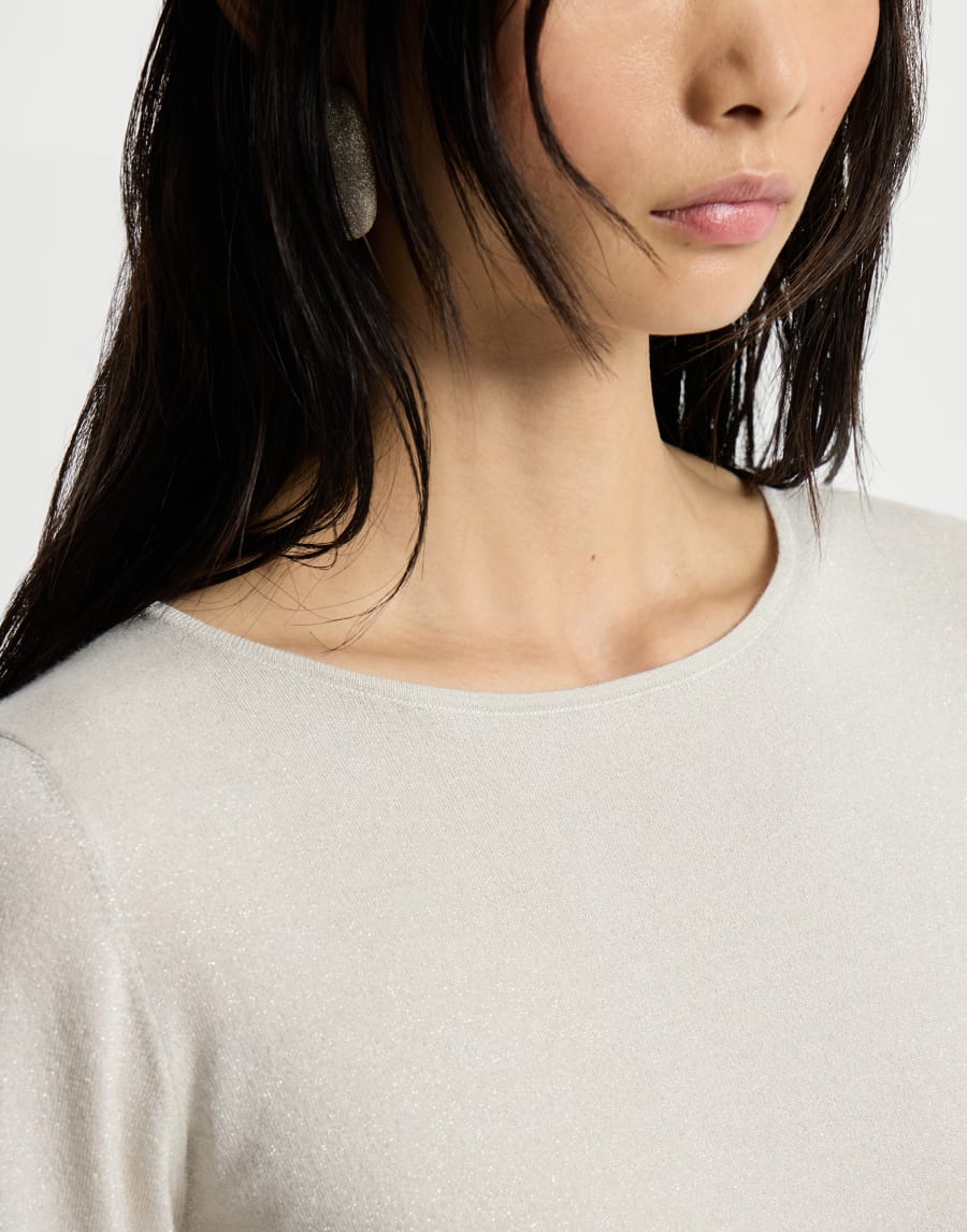 Cashmere and silk Sparkling sweater Milk Woman - Brunello Cucinelli
