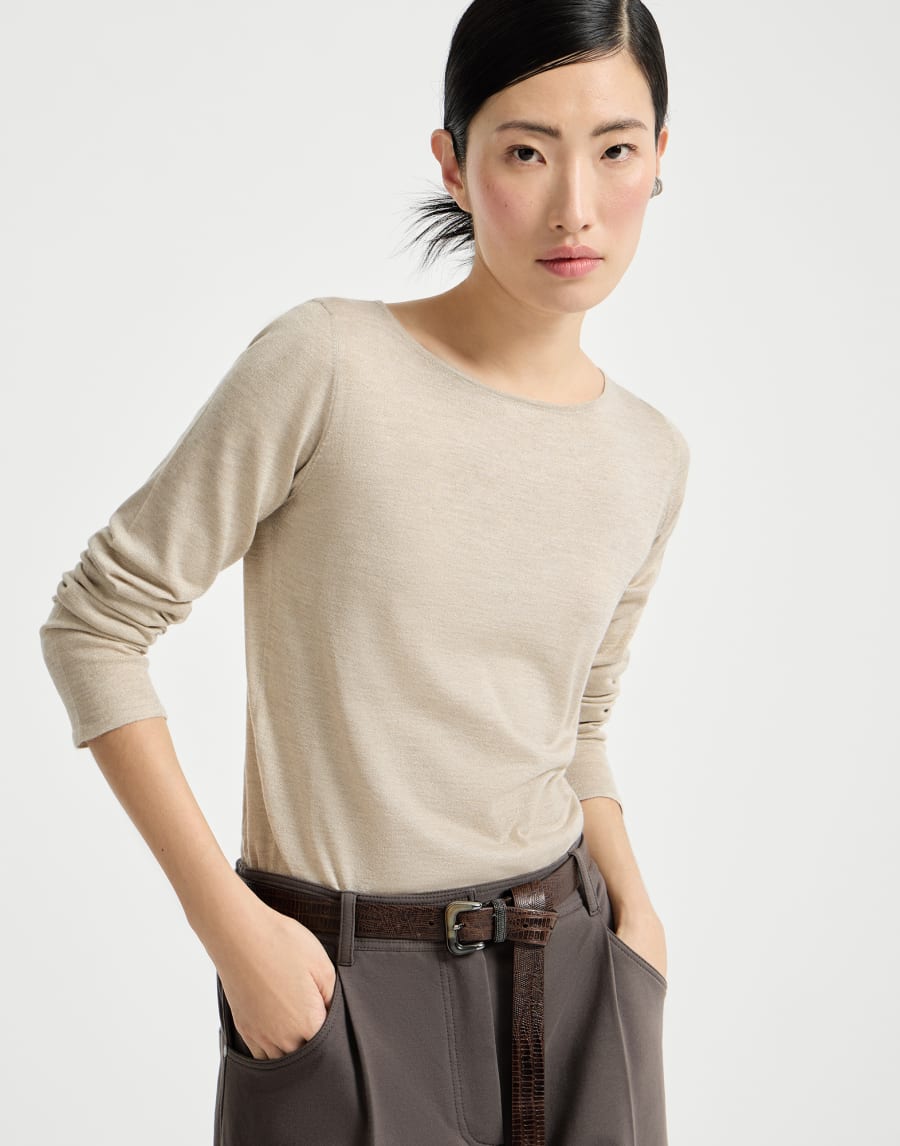 Maglia in cashmere e seta Sparkling Deserto Donna - Brunello Cucinelli