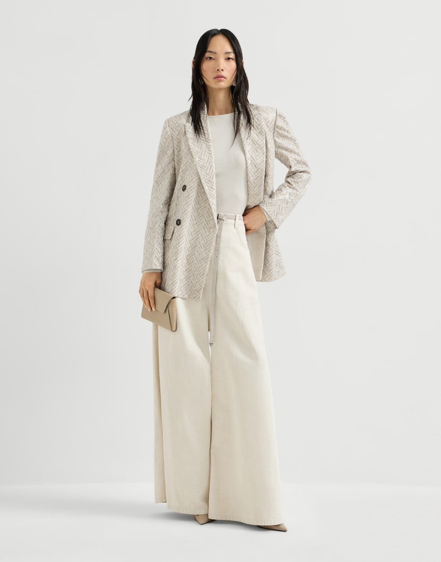 Cashmere and silk Sparkling sweater Milk Woman - Brunello Cucinelli