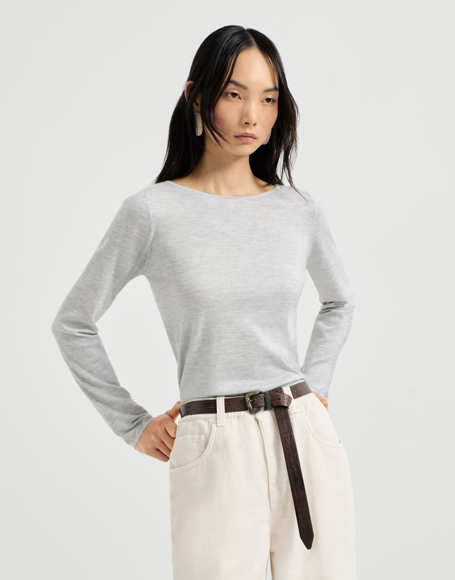 Cashmere and silk Sparkling sweater Pebble Woman - Brunello Cucinelli