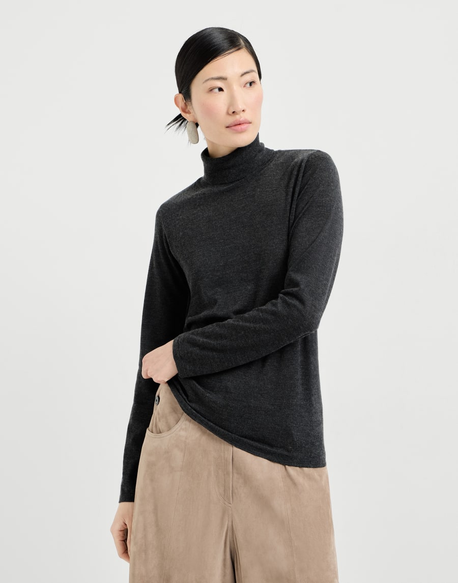 Maglia in cashmere e seta Antracite Donna - Brunello Cucinelli