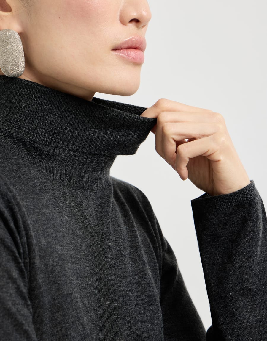 Cashmere and silk sweater Anthracite Woman - Brunello Cucinelli