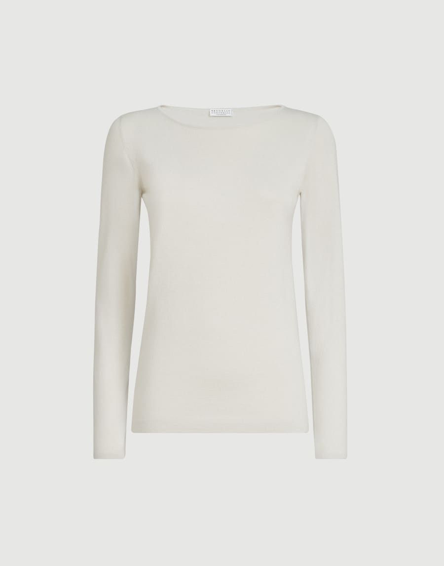 Cashmere and silk Sparkling sweater Milk Woman - Brunello Cucinelli