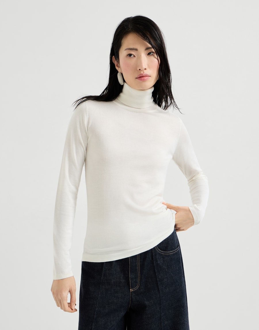 Maglia in cashmere e seta Bianco Donna - Brunello Cucinelli