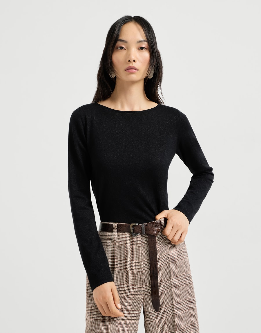 Cashmere and silk Sparkling sweater Black Woman - Brunello Cucinelli