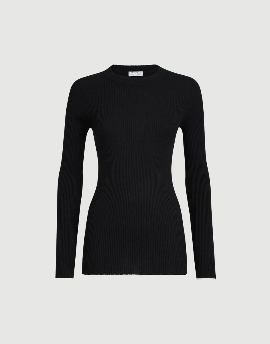 Cashmere and silk Sparkling sweater Black Woman - Brunello Cucinelli