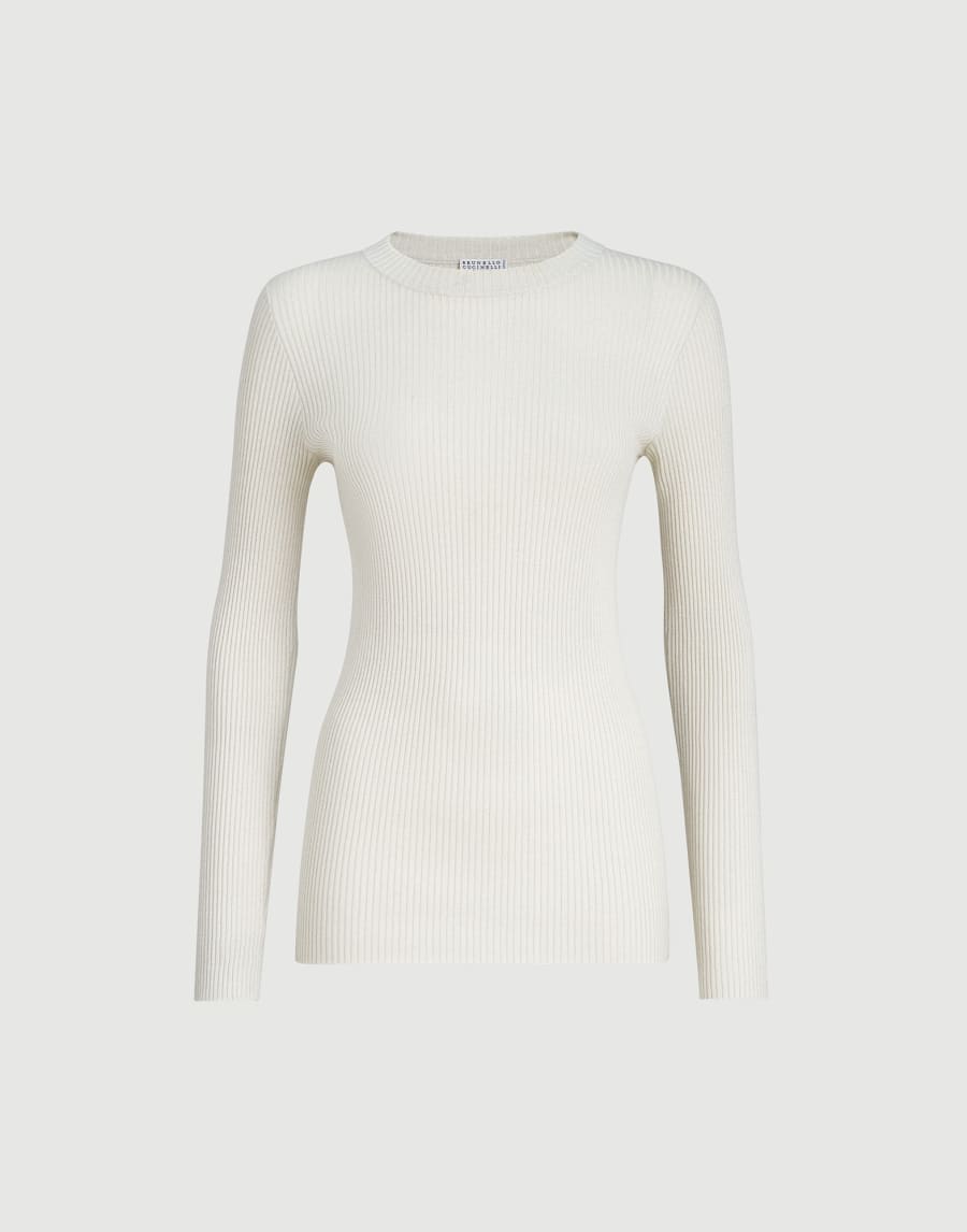 Cashmere and silk Sparkling sweater White Woman - Brunello Cucinelli