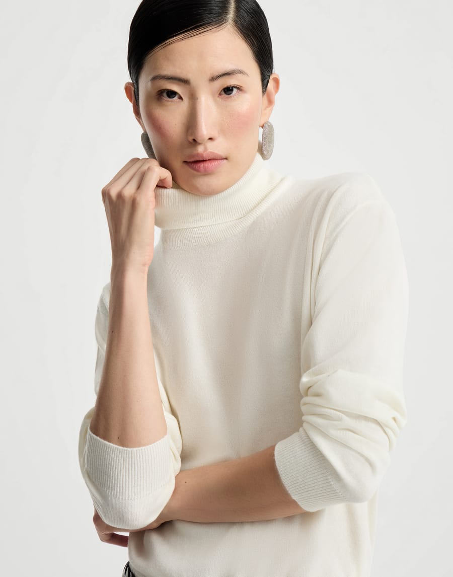 Cashmere sweater with monili White Woman - Brunello Cucinelli
