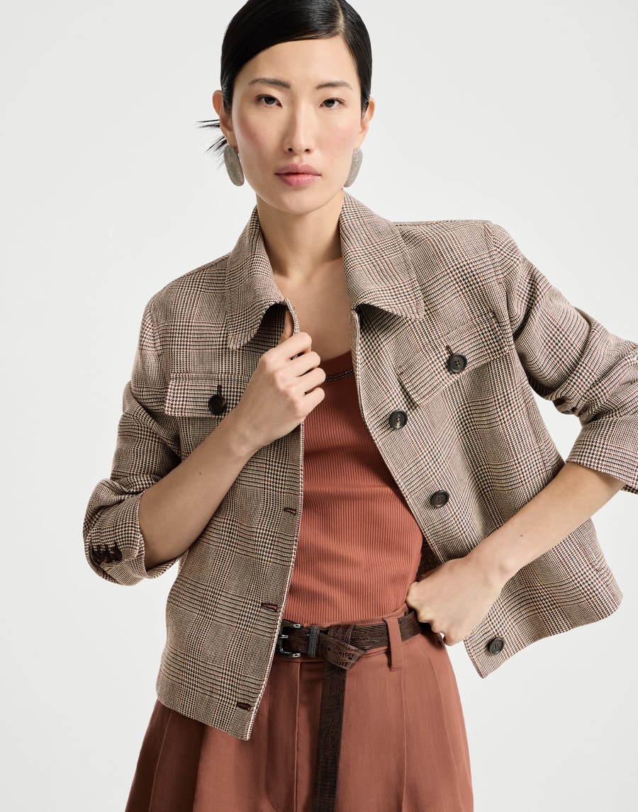 Prince of Wales blazer Light Brown Woman - Brunello Cucinelli