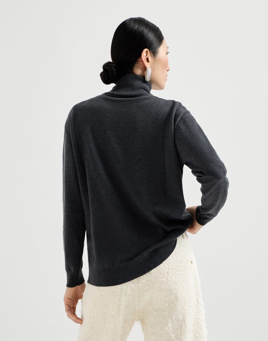 Cashmere sweater with monili Anthracite Woman - Brunello Cucinelli