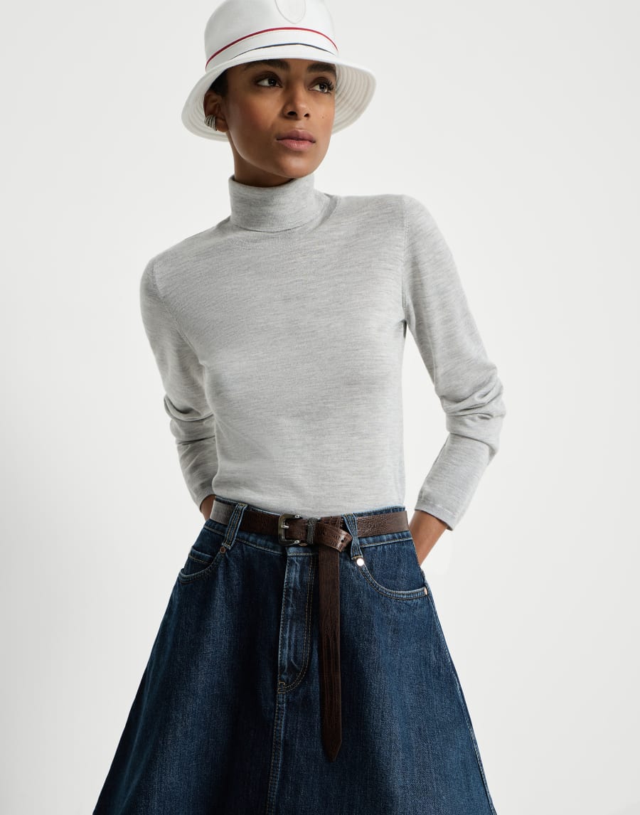 Maglia in cashmere e seta Grigio Chiaro Donna - Brunello Cucinelli