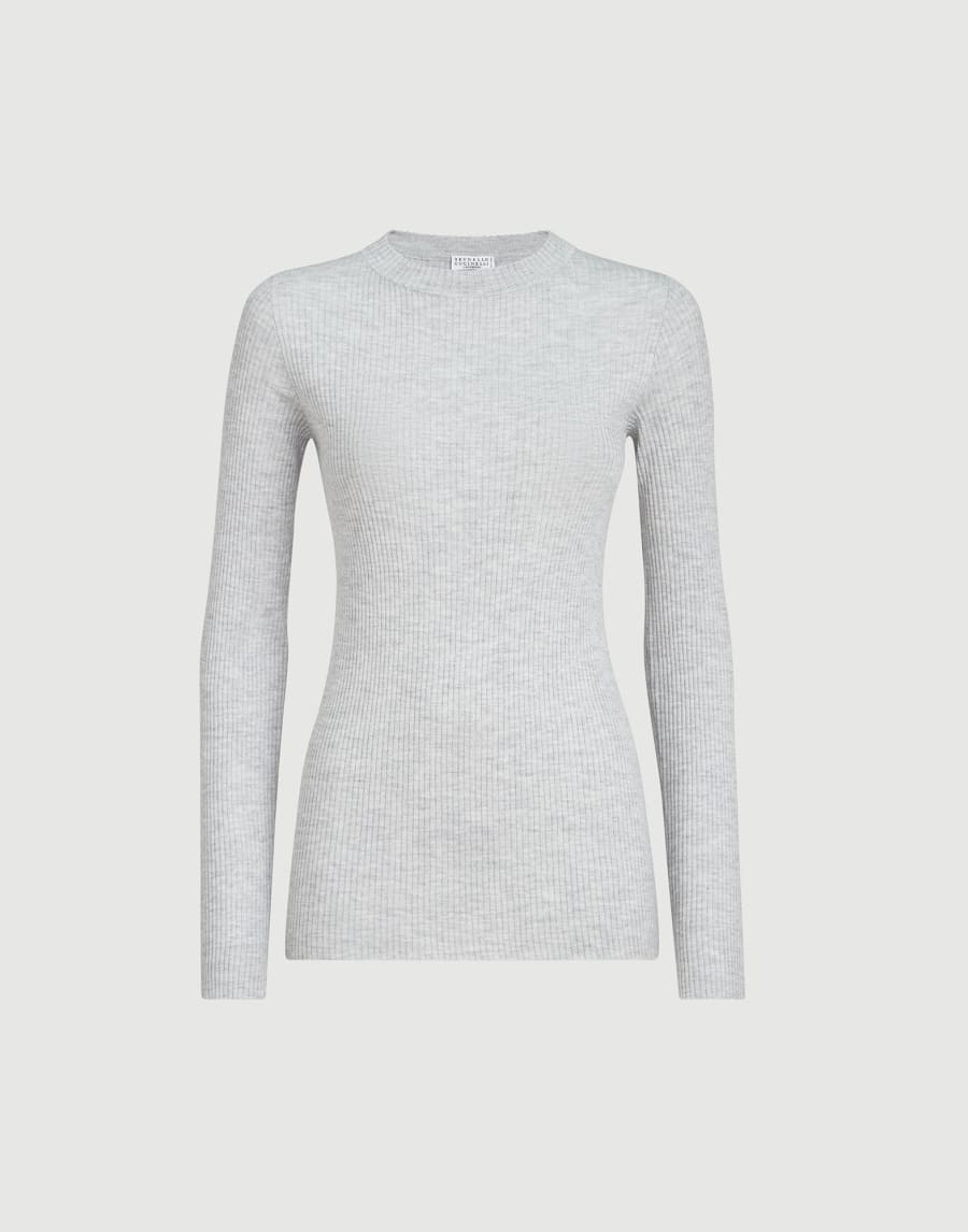 Cashmere and silk Sparkling sweater Light Grey Woman - Brunello Cucinelli