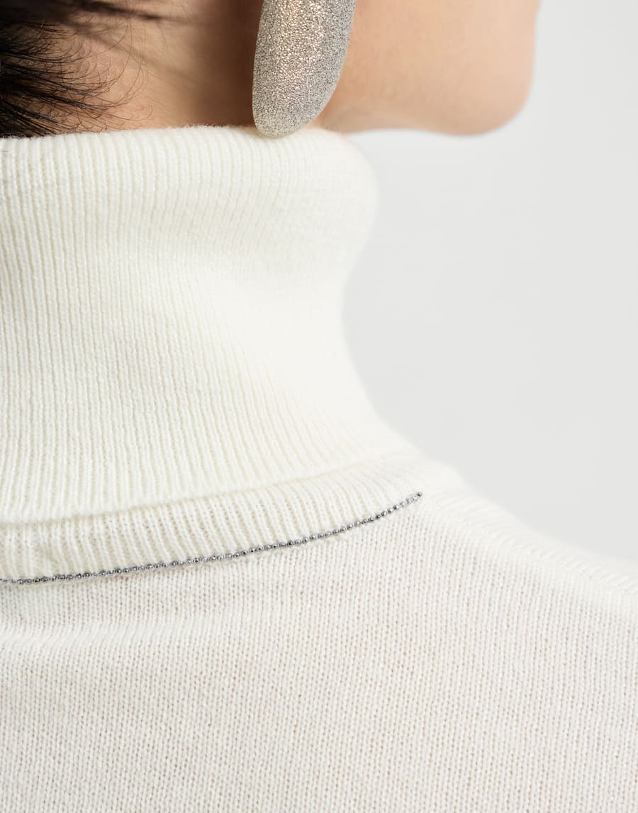 Cashmere sweater with monili White Woman - Brunello Cucinelli