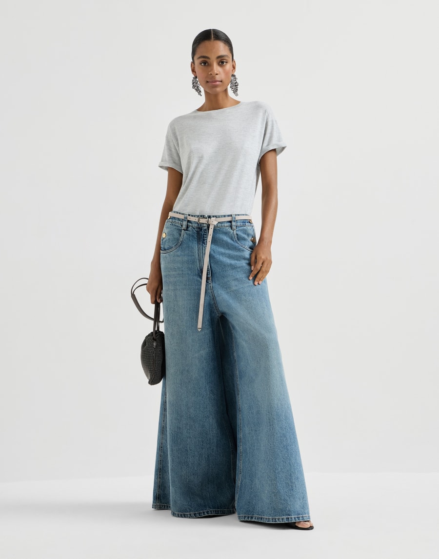 Cashmere and silk lightweight sweater Light Grey Woman - Brunello Cucinelli