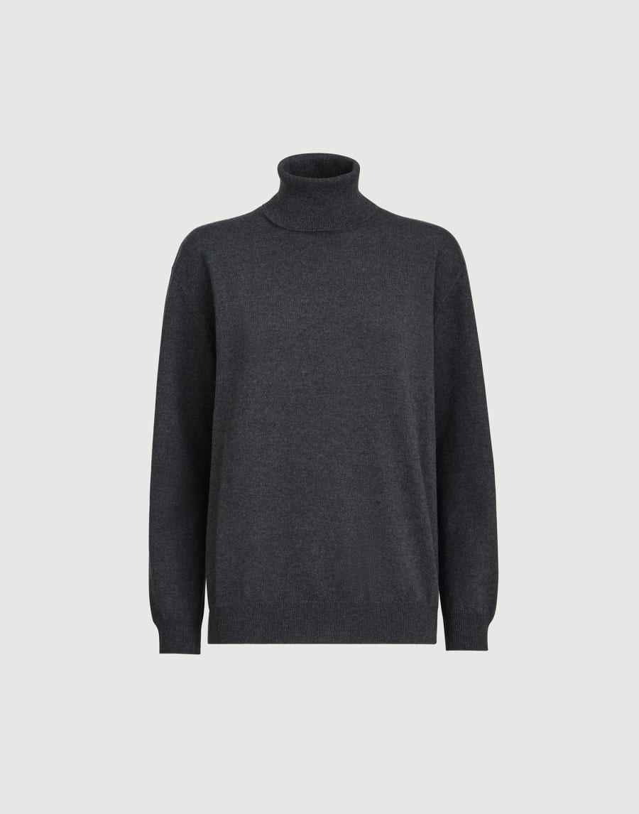 Cashmere sweater with monili Anthracite Woman - Brunello Cucinelli