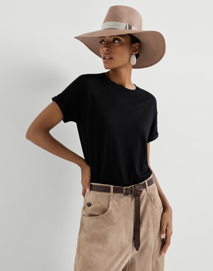 Maglia leggera in cashmere e seta Nero Donna - Brunello Cucinelli