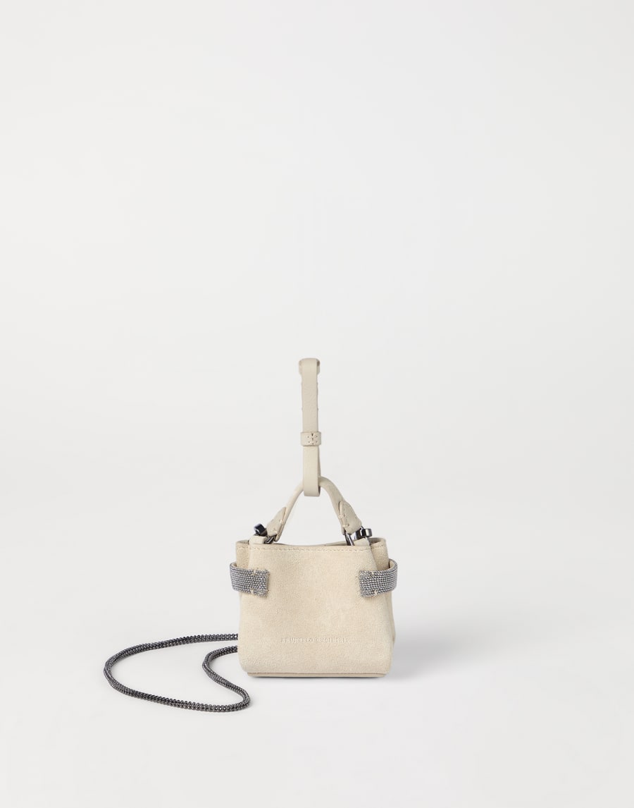 Suede Top-Handle Essence bag Ivory Woman - Brunello Cucinelli