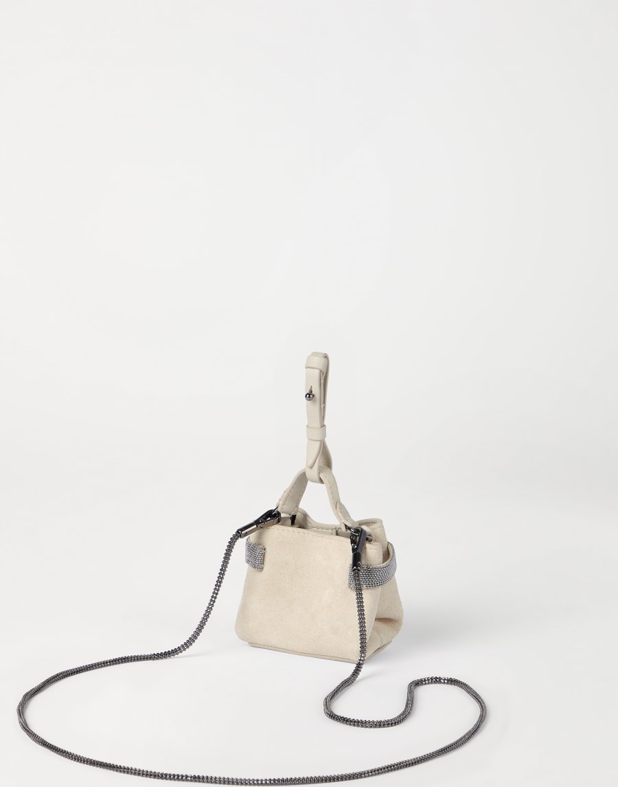 Suede Top-Handle Essence bag Ivory Woman - Brunello Cucinelli