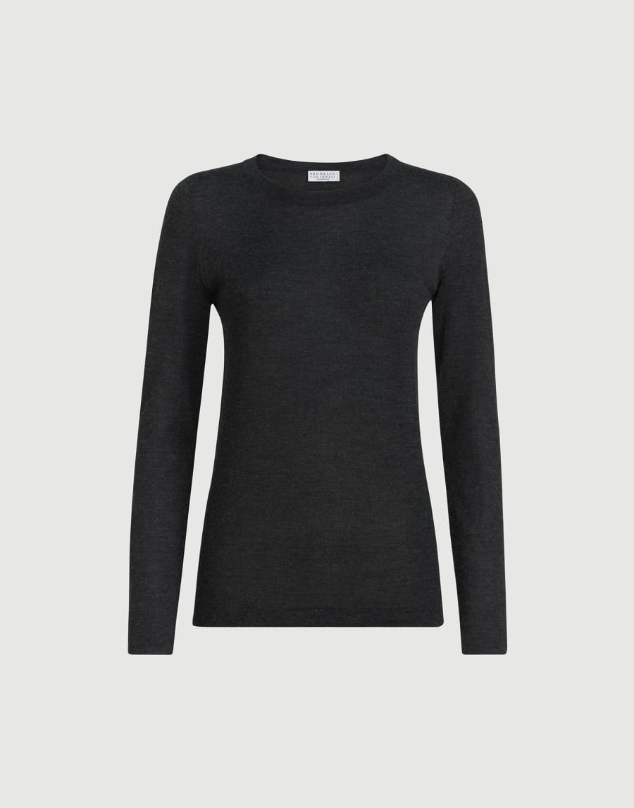 Cashmere and silk sweater Anthracite Woman - Brunello Cucinelli