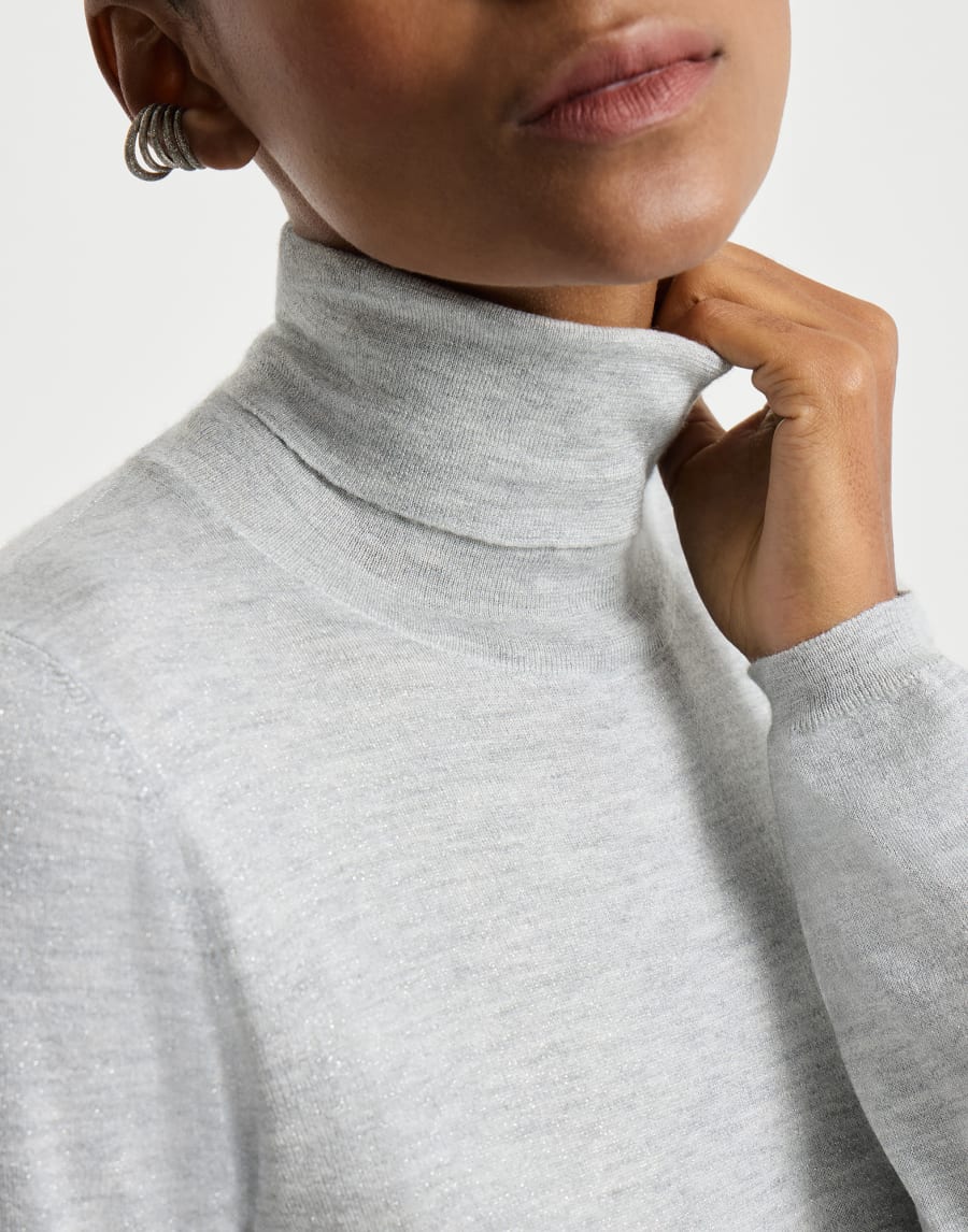 Cashmere and silk Sparkling sweater Light Grey Woman - Brunello Cucinelli