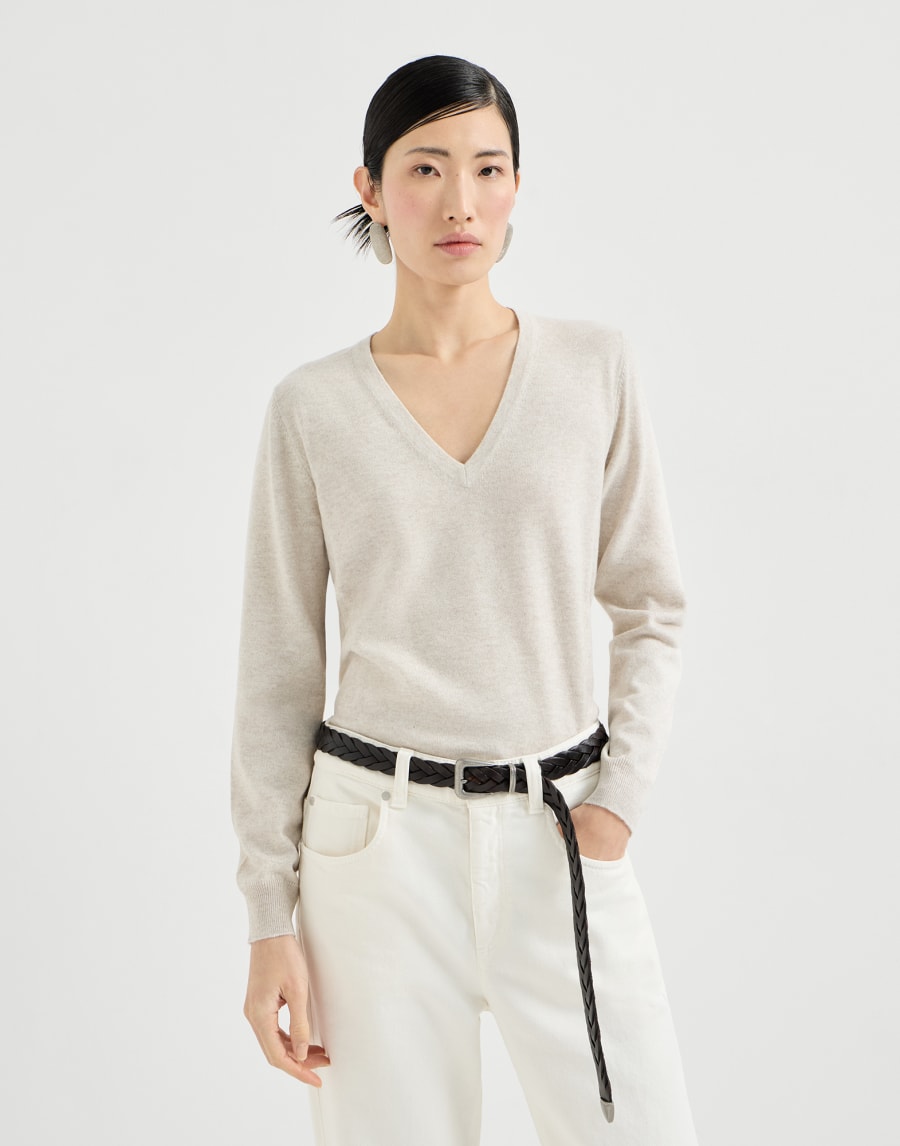 Maglia in cashmere con monile Oyster Donna - Brunello Cucinelli