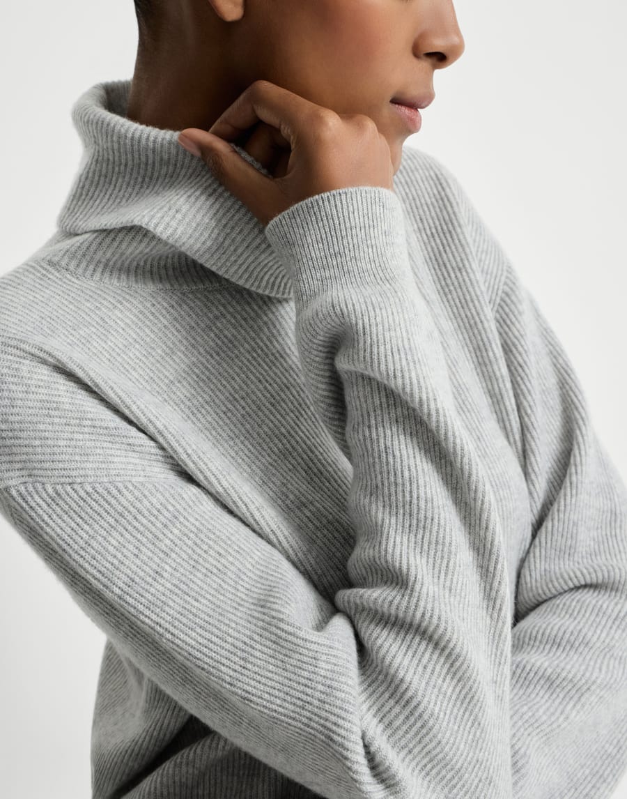 Cashmere English rib sweater Light Grey Woman - Brunello Cucinelli