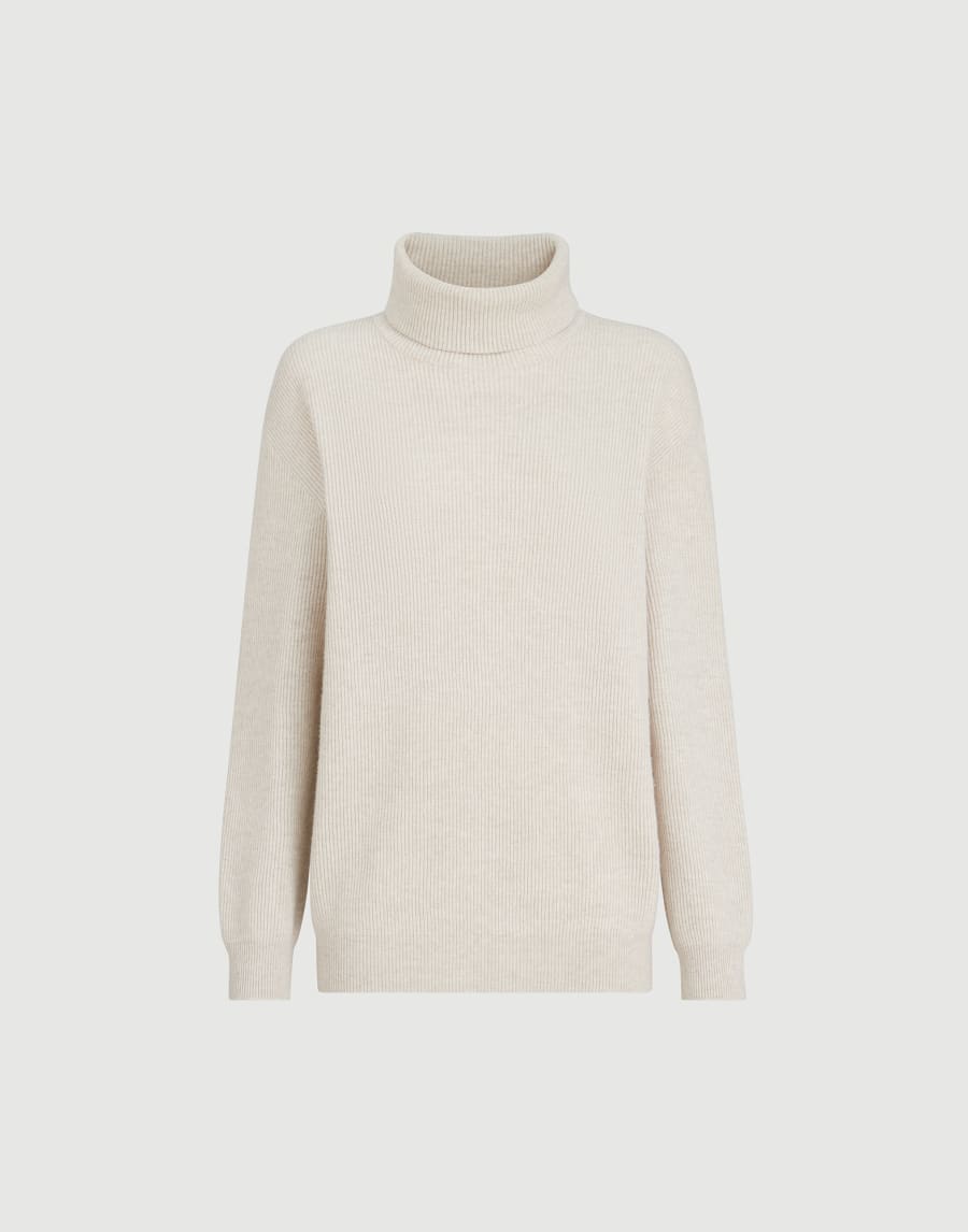 Cashmere English rib sweater Oyster Woman - Brunello Cucinelli