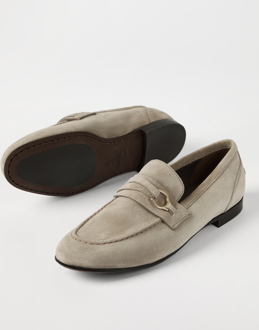 Mocassins en daim Gris Clair Femme - Brunello Cucinelli