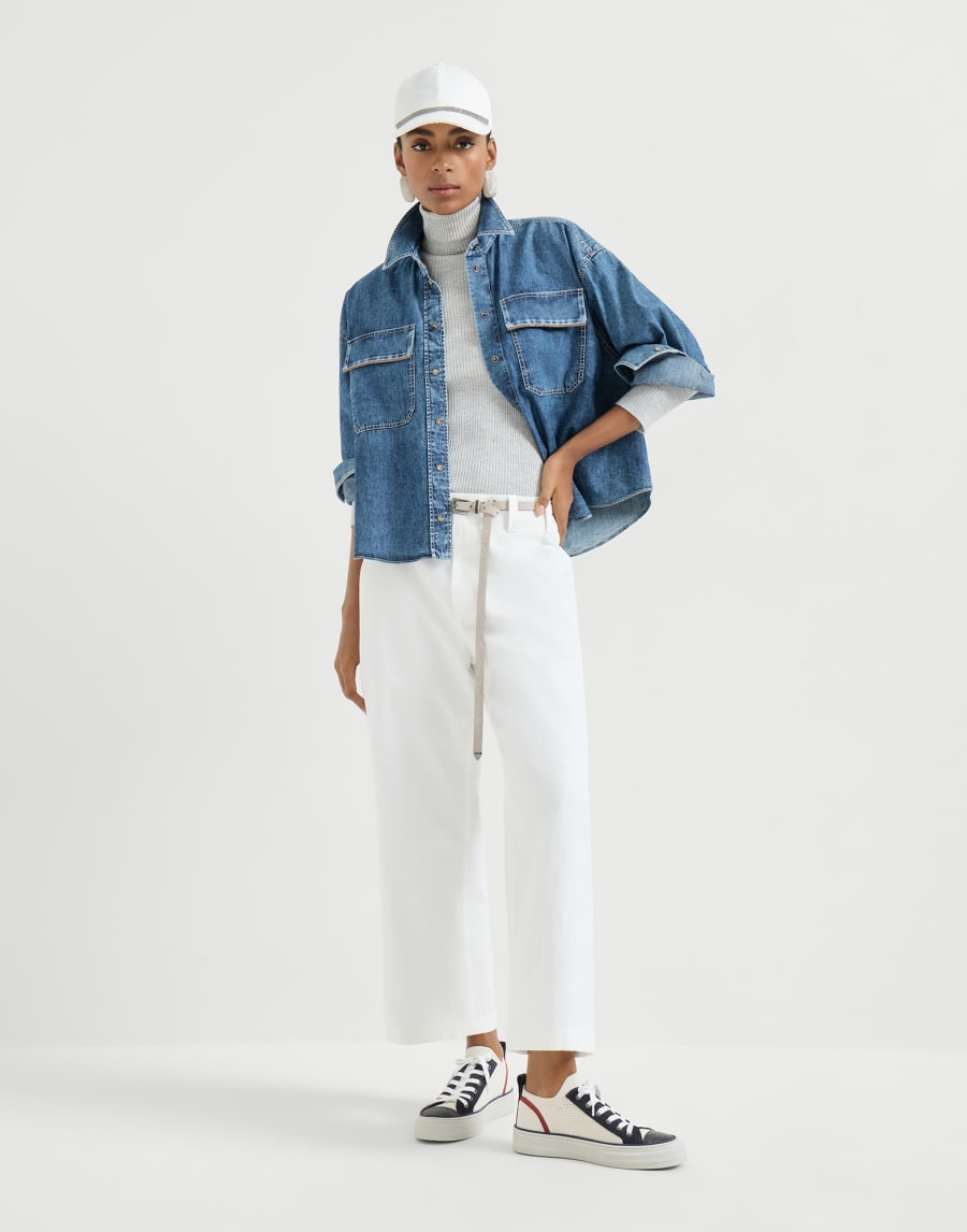 Cashmere and silk Sparkling sweater Light Grey Woman - Brunello Cucinelli