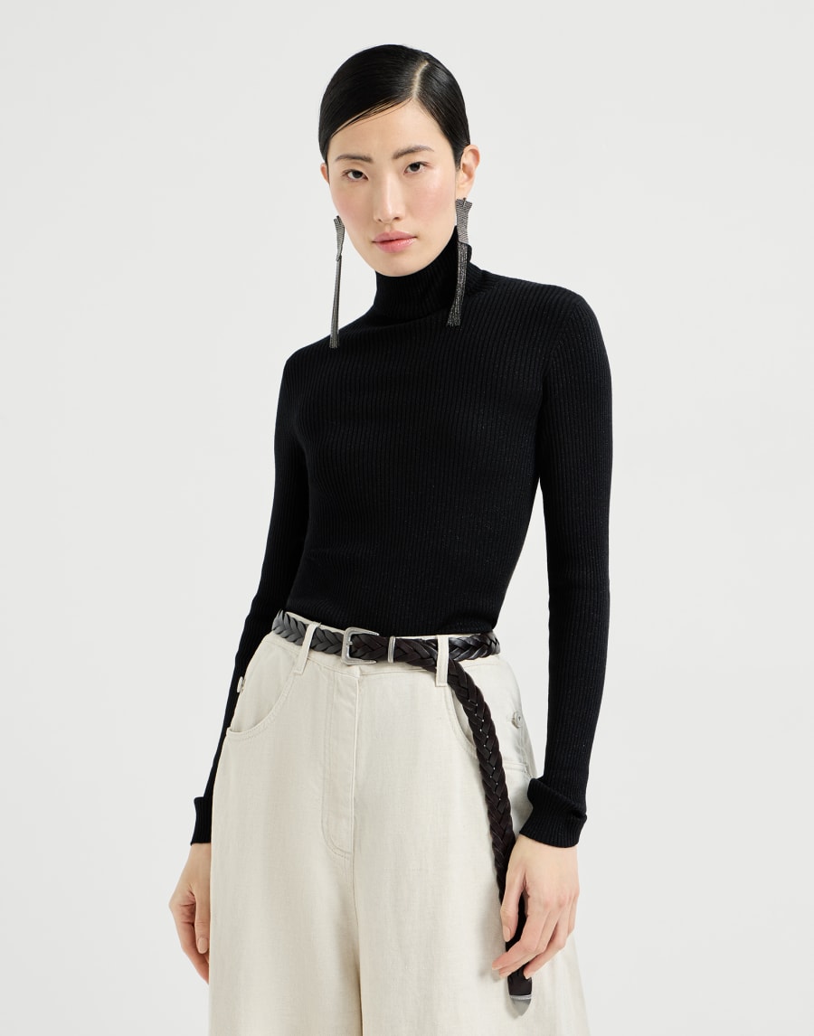 Cashmere and silk Sparkling sweater Black Woman - Brunello Cucinelli