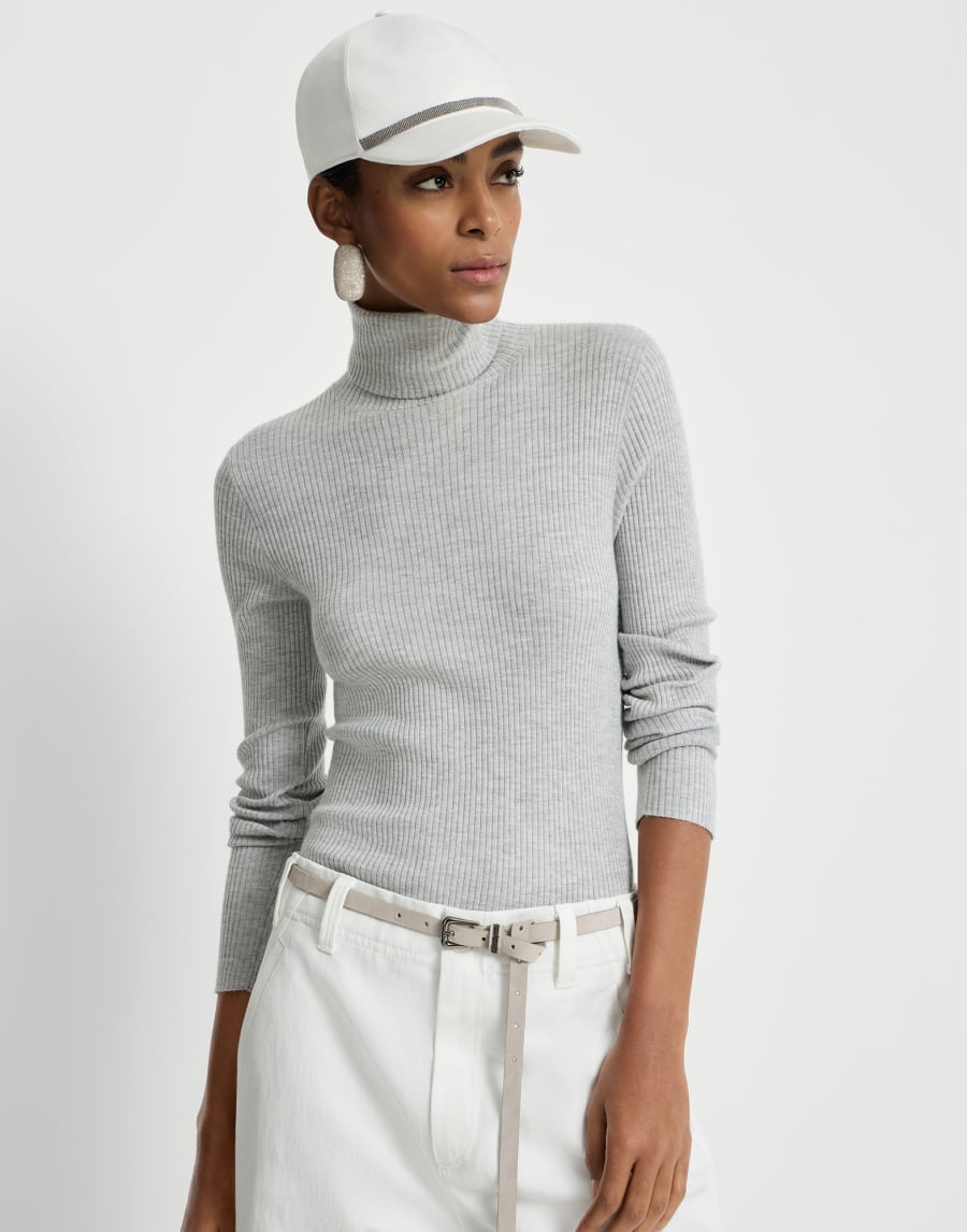 Cashmere and silk Sparkling sweater Light Grey Woman - Brunello Cucinelli