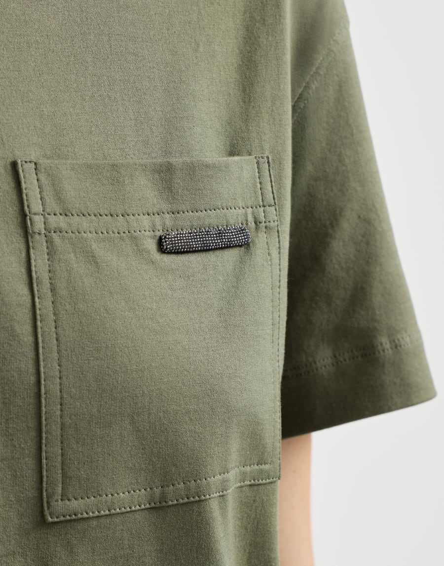 Camiseta en punto de algodón Ver olivo Mujer - Brunello Cucinelli