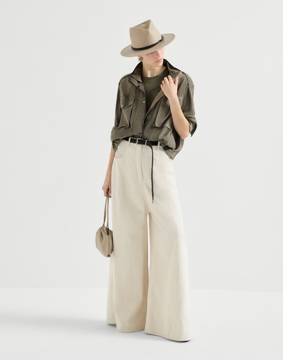 Camiseta en punto de algodón Ver olivo Mujer - Brunello Cucinelli