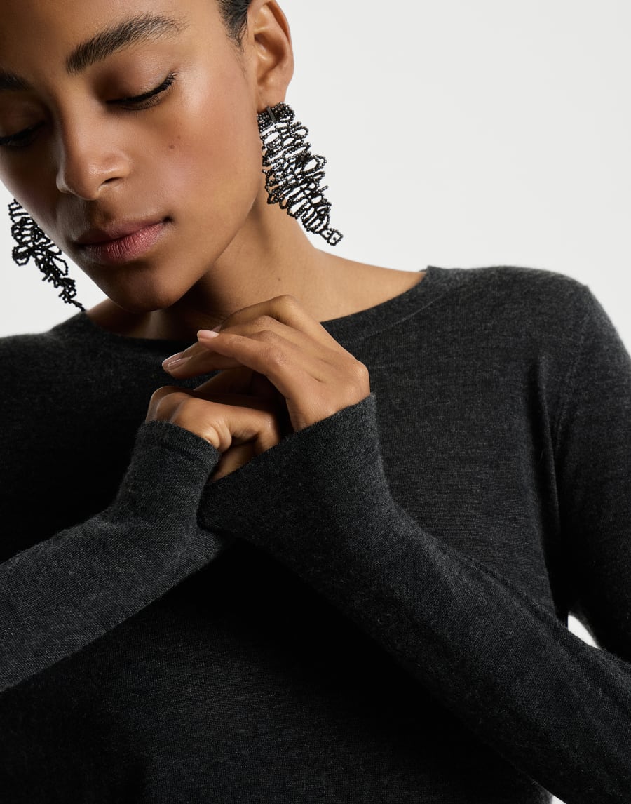 Cashmere and silk sweater Anthracite Woman - Brunello Cucinelli